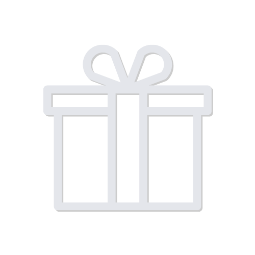 Simple white icon of a gift wrapped with a bow