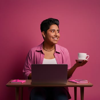 stress-free person enjoying a cup of coffee