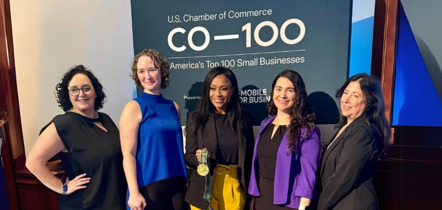 Heather, Kate, other co-honorees with Dominique Dawes during US Chamber CO-100  Small Business Forum